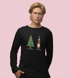 Christmas Cheer Later Chilled Beer: Humorously DesignedFull Sleeve T-shirt Black Perfect Gift For Secret Santa