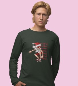 Savage Santa: Cool DesignerFull Sleeve T-shirt Green Perfect Gift For Secret Santa