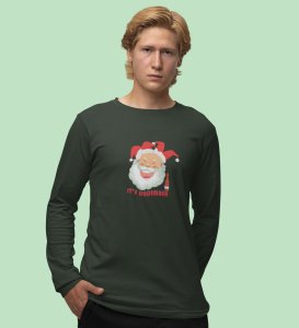 Drunkard Santa : Amazingly DesignedFull Sleeve T-shirt Green Best Gift For Christmas Celebration