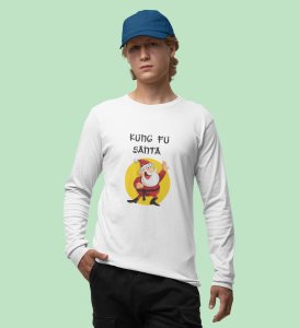 Kung Fu Santa: PerfectFull Sleeve T-shirt For Secret SantaWhite Best Gift For Boys Girls