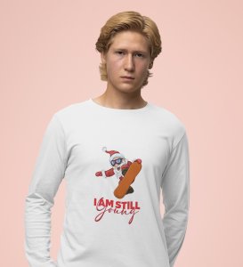 Goofy & Young Santa:Best DesignerFull Sleeve T-shirt White Perfect Gift For Boys Girls