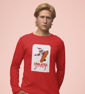 Goofy & Young Santa:Best DesignerFull Sleeve T-shirt Red Perfect Gift For Boys Girls