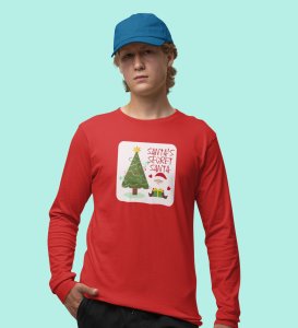 Santa's Secret Santa: Elegantly DesignedFull Sleeve T-shirt Red Perfect Gift For Secret Santa