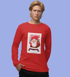 Angry Young Santa: Cute Santa DesignedFull Sleeve T-shirt Red Unique Gift For Secret Santa