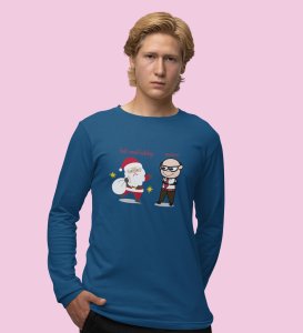 Corporate Santa: Funny DesignedFull Sleeve T-shirt Blue Best Gift For Secret Santa