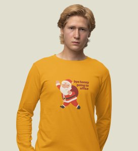 Employed Santa: Best DesignerFull Sleeve T-shirt Yellow Best Gift For Secret Santa
