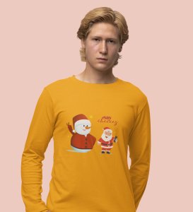 Selfie Santa: Cute DesignerFull Sleeve T-shirt Yellow Elegant Gift For Kids