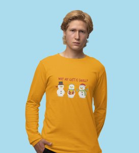 Snowman Talks: Cute DesignerFull Sleeve T-shirt Yellow Best Gift For Boys Girls