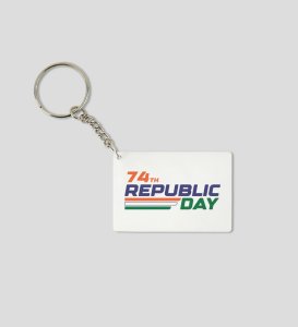 74th Proud Republic Day, White Printed Key-Chain For Gifts