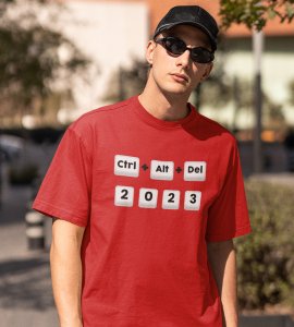 Survived New Year Red Graphic Printed T-shirt For Mens Boys