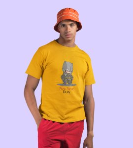 New Year New Duty Yellow Printed T-shirt For Mens On New Year Theme Best Gift For New Year