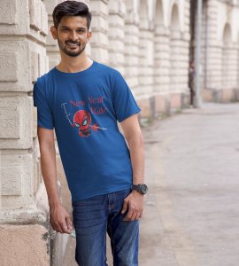 New Year Ride BluePrinted T-shirt For Mens On New Year Theme