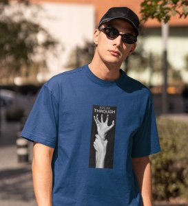 Innovation, Blue Street Swagger: Men's Oversized Tee featuring Front Print Detail