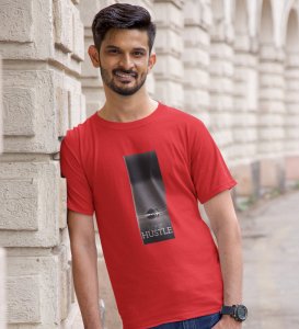 Lone Hustle, Fashion Fusion: Red Modern Men's Oversized Tee with Front Graphic Pop