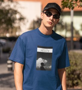 Peaceful Chaos, Blue Cityscape Chronicles: Front Printed Round Neck Tee - Men's Edition