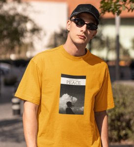 Peaceful Chaos, Yellow Cityscape Chronicles: Front Printed Round Neck Tee - Men's Edition