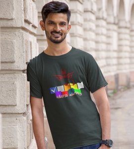 Nine day, nine colours printed unisex adults round neck cotton half-sleeve green tshirt specially for Navratri festival/ Durga puja