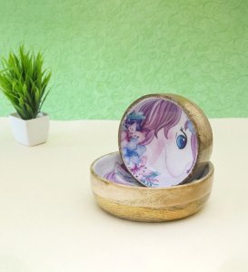 Wooden Unicorn Minakari Bowl Set Of 3, Best Minakari Bowls With Wooden Touch For Kitchen