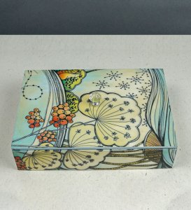 Minakari Hand Crafted Floral Wooden Multi Utility Rectangle Storage Pin On Tin Jar For Kitchen