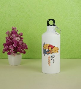 Best Gift For SinglesI Love Honey: Printed Aluminium Sipper Bottle With Holding Hook, Best For Singles