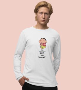 Self-Love : Printed (white) Full Sleeve T-Shirt For Singles
(white) Full Sleeve T-Shirt For Singles With Print
