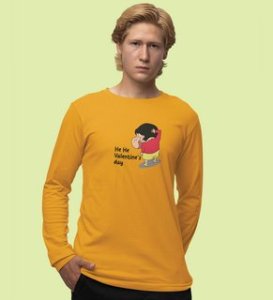 Valentine's Day Is Here: Printed (yellow) Full Sleeve T-Shirt For Singles