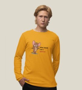 What Should I Do In Valentine: Printed (yellow) Full Sleeve T-Shirt For Singles