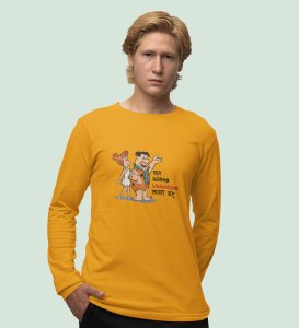 Marathi StoneAge Man: (yellow) Full Sleeve T-Shirt For Singles