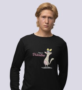 Cats Love Valentines: Attractive Printed (black) Full Sleeve T-Shirt For Singles