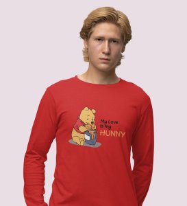I Love Honey: Printed (red) Full Sleeve T-Shirt For Singles