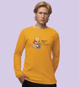 I Love Honey: Printed (yellow) Full Sleeve T-Shirt For Singles