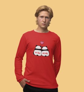 Made For Each Other: Sublimation Printed (red) Full Sleeve T-Shirt For Singles
