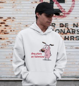 Any Plans On Valentine: Printed (white) Hoodies For Singles