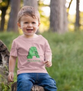 Alligator, Boys Printed Crew Neck Tshirt (baby pink)