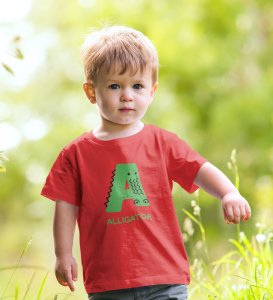 Alligator, Boys Printed Crew Neck tshirt (red)