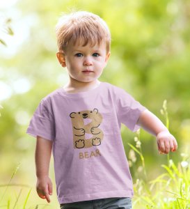 Beary bear, Printed Cotton Tshirt (purple) for Boys