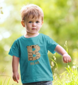 Beary bear, Printed Cotton tshirt (teal) for Boys