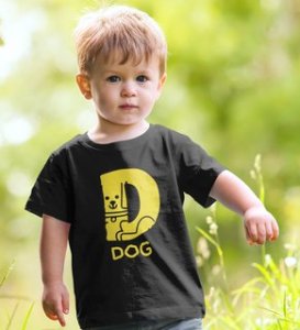 Doggy Dog, Boys Round Neck Printed Blended Cotton Tshirt (black)