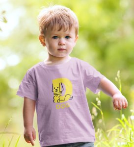 Doggy Dog, Boys Round Neck Printed Blended Cotton Tshirt (purple)