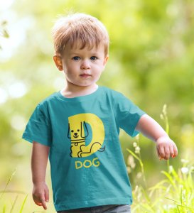 Doggy Dog, Boys Round Neck Printed Blended Cotton tshirt (teal)