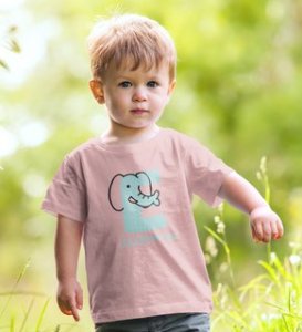 Elephantastic, Boys Round Neck Blended Cotton Tshirt (baby pink)