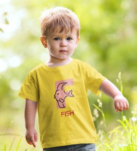Fishy Fish, Printed Cotton tshirt (yellow) for Boys