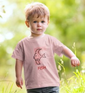 Fishy Fish, Printed Cotton Tshirt (baby pink) for Boys