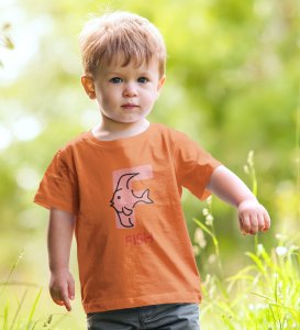 Fishy Fish, Printed Cotton Tshirt (orange) for Boys