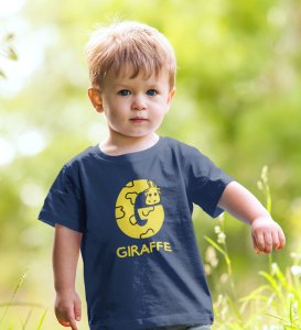 Giraffe, Boys Printed Crew Neck tshirt (Navy blue)
