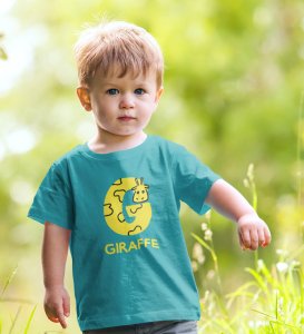 Giraffe, Boys Printed Crew Neck tshirt (teal)