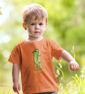 Intelligent Iguana, Boys Printed Crew Neck Tshirt (orange)