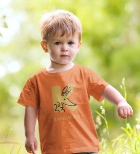 Kangaroo, Printed Cotton Tshirt (orange) for Boys