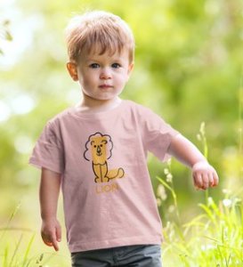 Lazy Lion, Boys Printed Crew Neck Tshirt (baby pink)