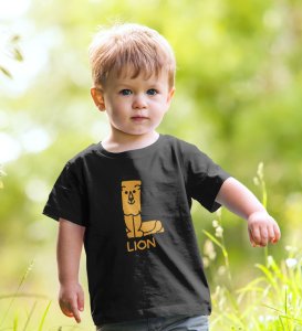 Lazy Lion, Boys Printed Crew Neck Tshirt (black)